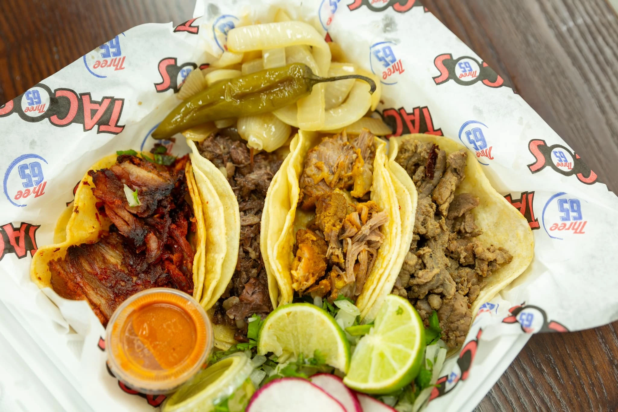 TACOS taco plate with sauces